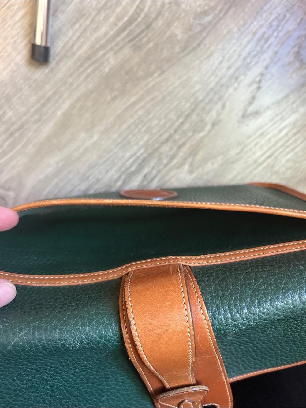Dooney & Bourke Dark Green Pebbled Leather Crossbody with Tan Trim - Picture 12 of 16